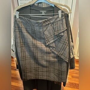 ABS Allen Schwartz Wool Charcoal Plaid Mini Skirt